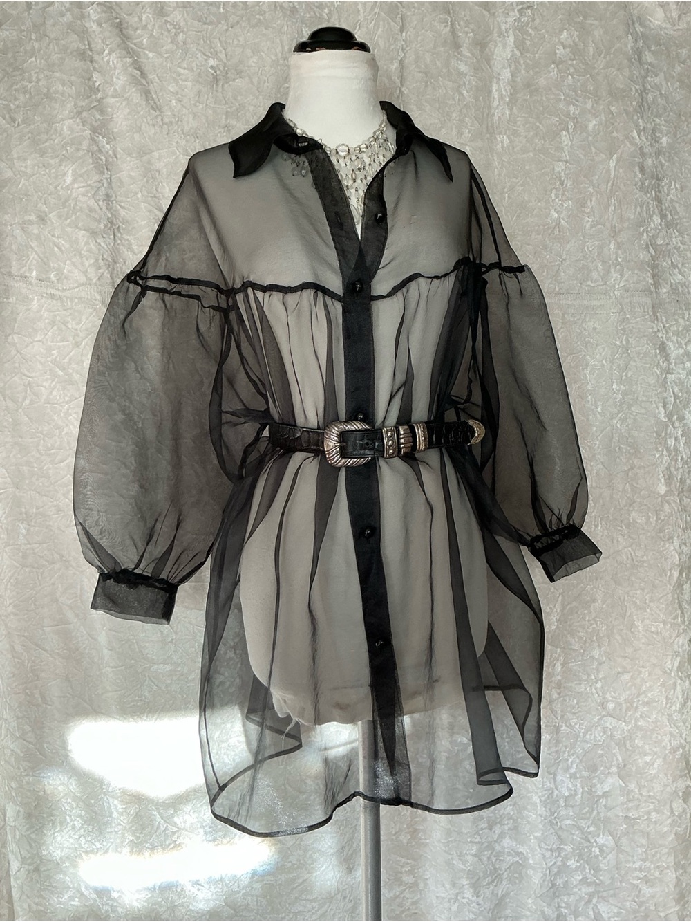 Sheer Organza Editorial Blouse • OOAK Archival Layering Piece